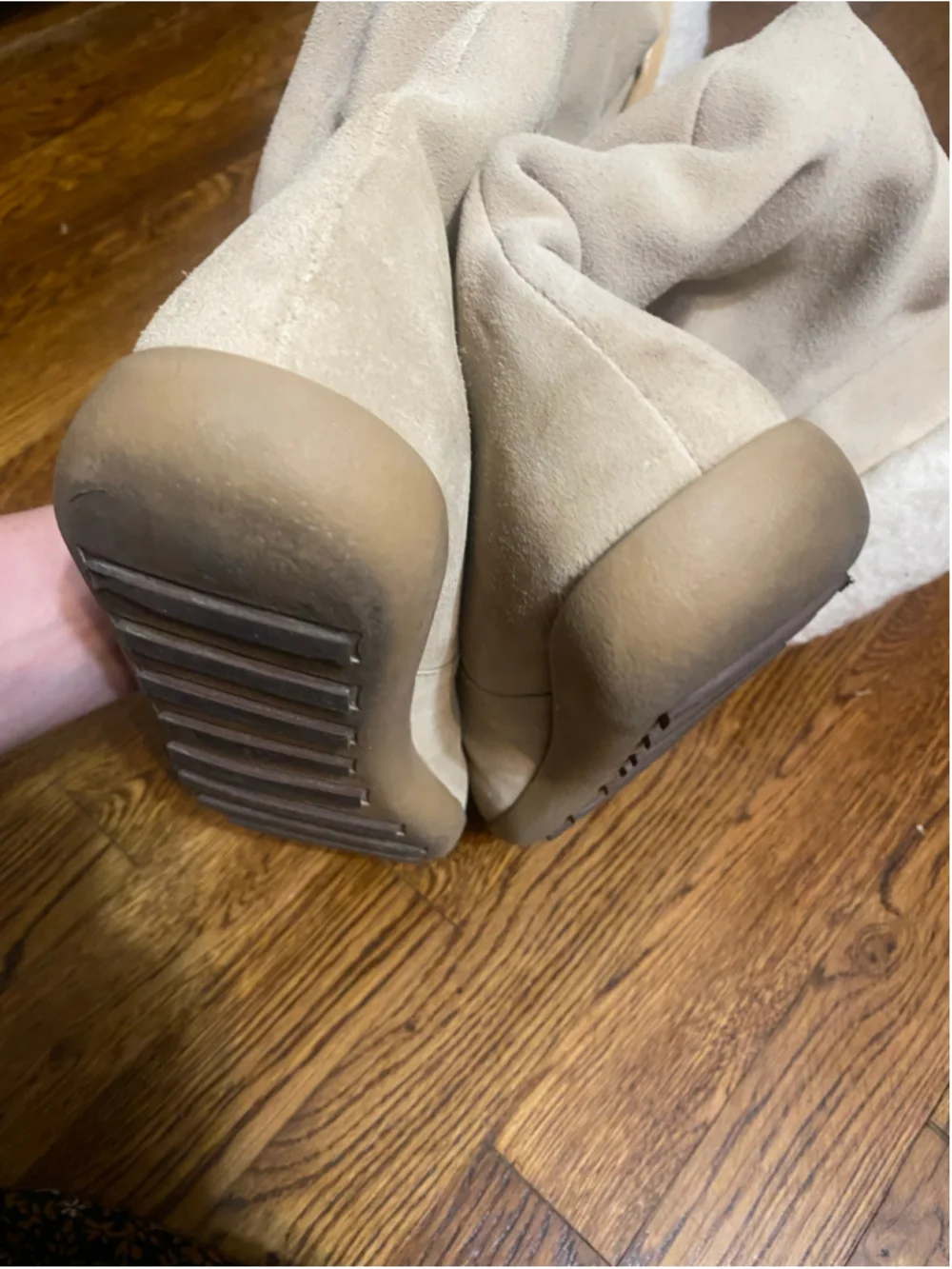 Vintage Liz Claiborne Leather Boots Slouch Knee High Cream Faux Fur Y2K Indie 10